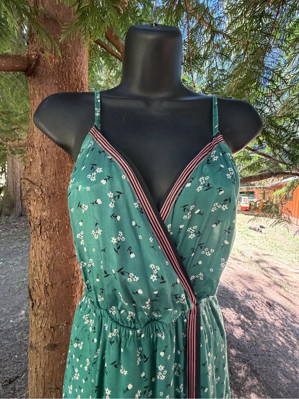 Green Floral Billabong Wrap-Style Women's Dress